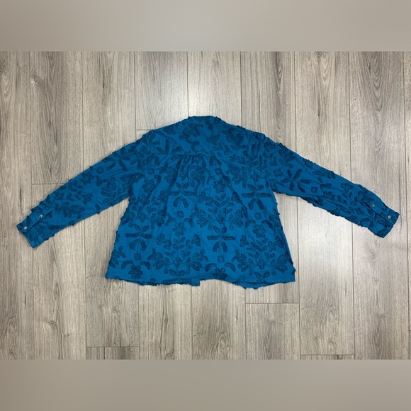 ANTHROPOLOGIE Pilcro Textured‎ Trapeze Buttondown Blouse Top in Blue Size S NWT - Picture 15 of 16